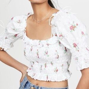 For Love & Lemons Tarte Lace Floral Eyelet Blouse